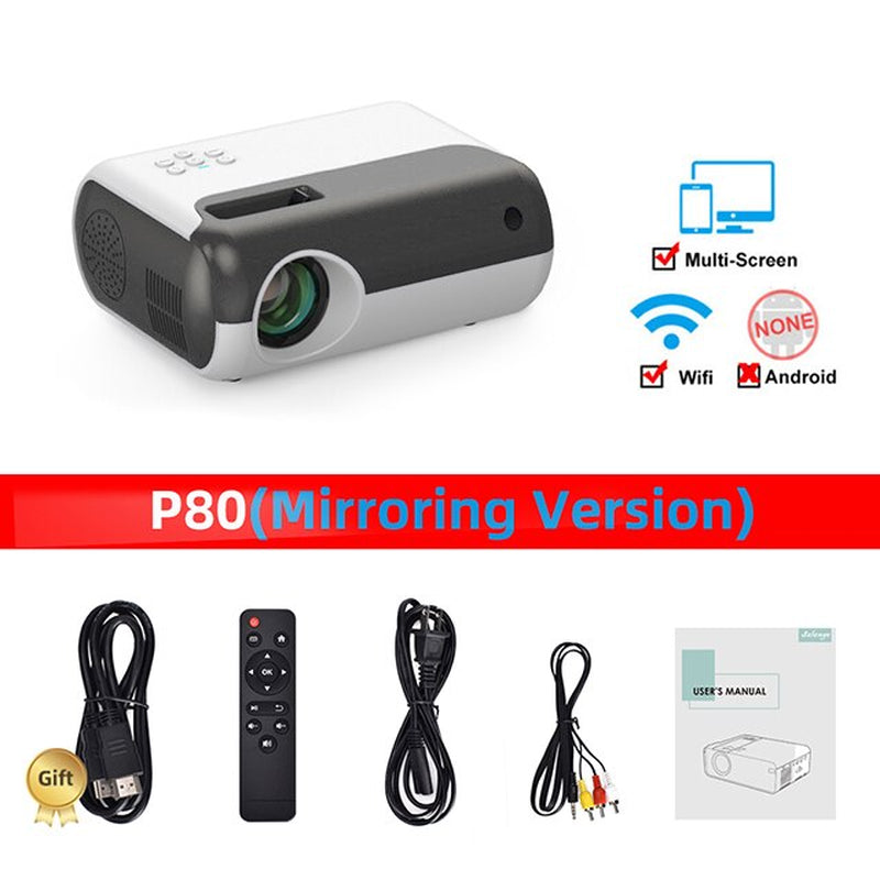 Mini Projector P80 Support 1080P 4000 Lumens Mini Wifi Projector Miracast Video Beamer Home Cinema Movie LED Projetor