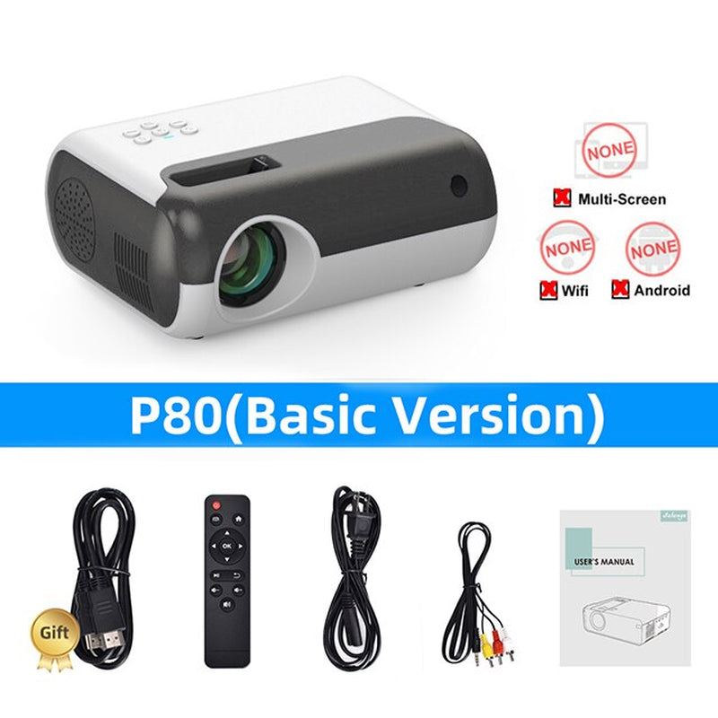 Mini Projector P80 Support 1080P 4000 Lumens Mini Wifi Projector Miracast Video Beamer Home Cinema Movie LED Projetor
