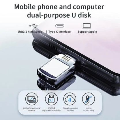 U Disk 2TB 1TB USB 3.1 Type-C Interface 256GB 128GB 512GB Mobile Phone Computer Mutual Transmission Portable USB Memory