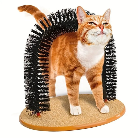 1Pc Cat Toy Arch Self Groome Pamper Feline with a Massage Grooming Rubbing with Scratching Pad Toy for Cats Interactive Toys